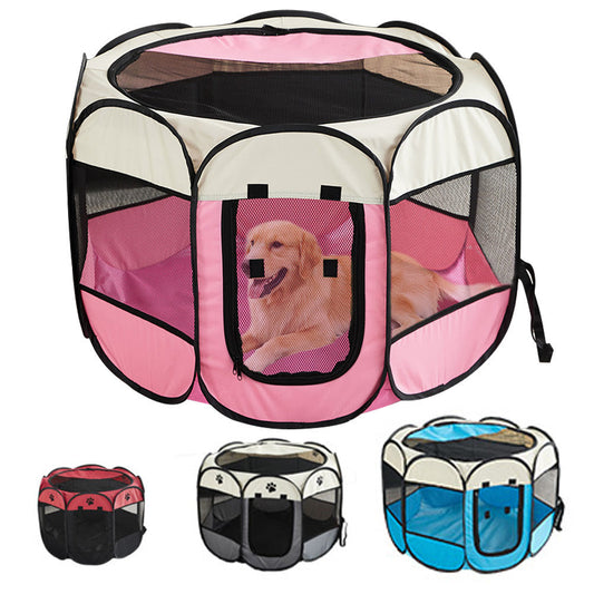 KFX-9365949 Folding Octagonal Dog Cage - Waterproof and Portable, Available in Multiple Colors