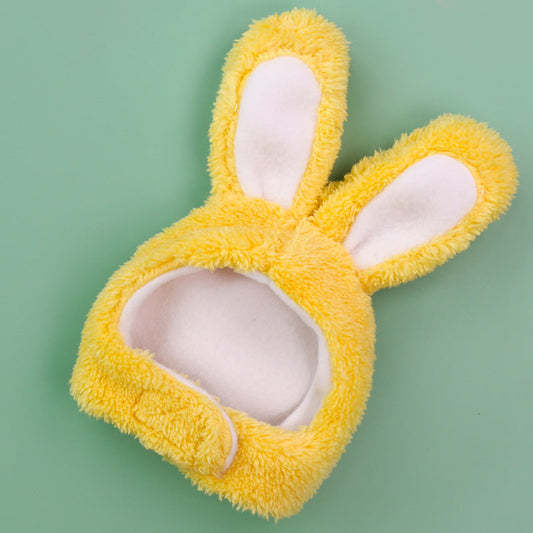 KFX-9371709 Monochrome Cat Bunny Hat for Small to Medium Dogs - Soft Cashmere Fabric