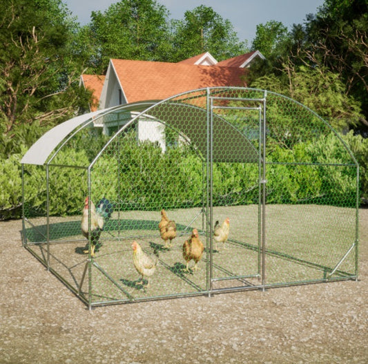 KFX-9397565 Dome Chicken Coop 10x13 Feet with Galvanized Steel Frame and UV-Resistant Tarp
