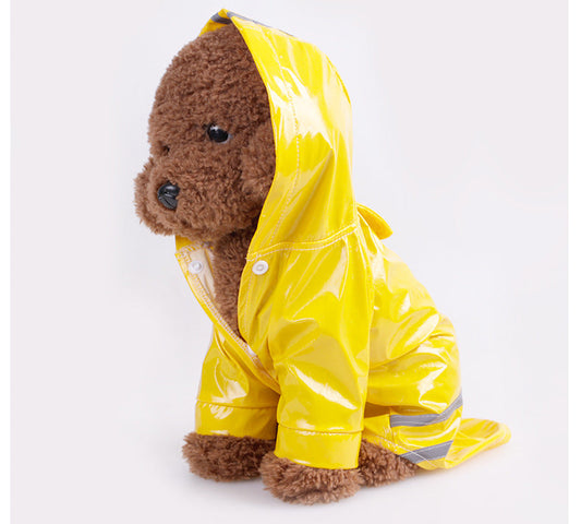 KFX-9402045 Reflective Hooded Raincoat for Pets - PU Material, Casual Style, Available in Multiple Colors