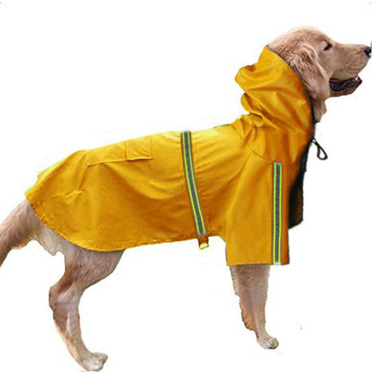 KFX-9403837 Waterproof Dog Raincoat with Reflective Cape for Large Breeds - Available in Multiple Sizes