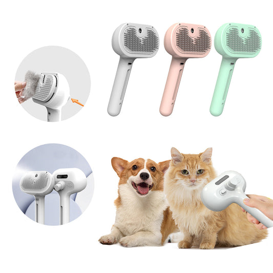 KFX-9416765 Self-Cleaning Pet Comb with Built-in Mist Humidifier for Grooming Long-Coated Dogs