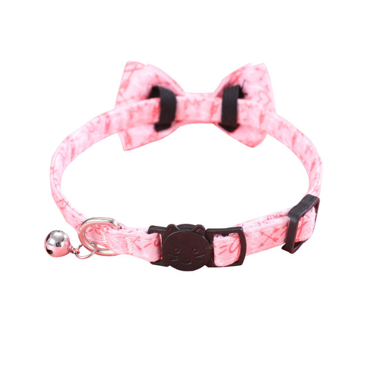 KFX-9422909 Rainbow Heart Pattern Pet Leash with Bow Tie - Adjustable Collar for Cats and Dogs