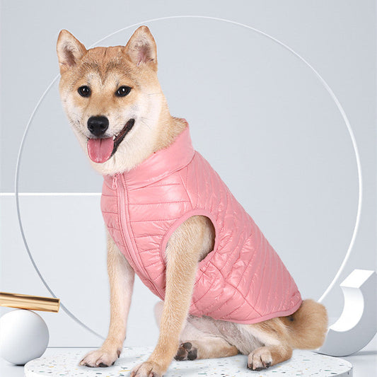 KFX-9426365 Full Nylon Zipper Dog Jacket for Autumn and Winter – Available in Pink, Lake Blue, Red, Black, Dark Blue, Gray - Sizes XS to XL