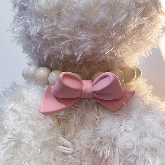KFX-9434429 Monochrome Princess Style Cat Collar with Bow - Adjustable Size S, M, L