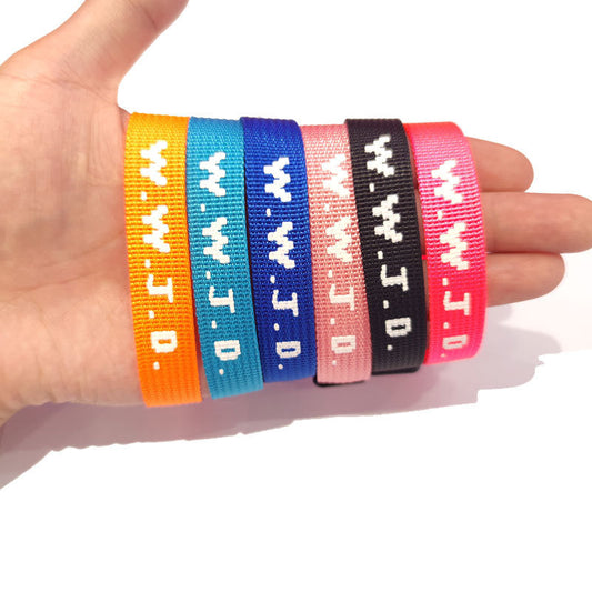 KFX-9435069 Adjustable Jacquard Printed Wrist Strap Bracelet for Unisex - Multiple Colors Available
