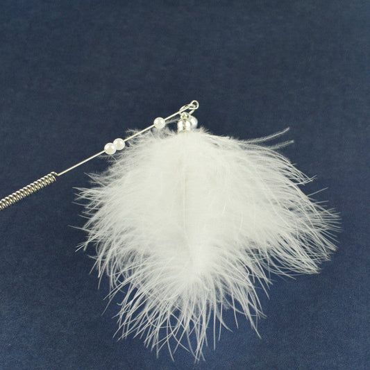 KFX-9443005 Spring Steel Wire Feather Cat Teaser Toy - Interactive Play for Cats