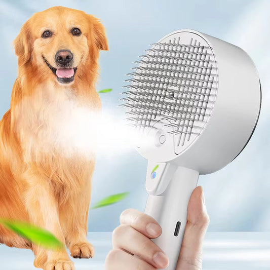 KFX-9455293 Electric Pet Grooming Brush with Steam Massage and Shedding Sprayer Tool