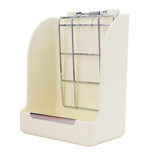KFX-9455933 Small Animal Spring Grass Feeder for Rabbits and Guinea Pigs, Anti-Bite Plastic and Galvanized Mesh, 18cm x 14cm x 9cm