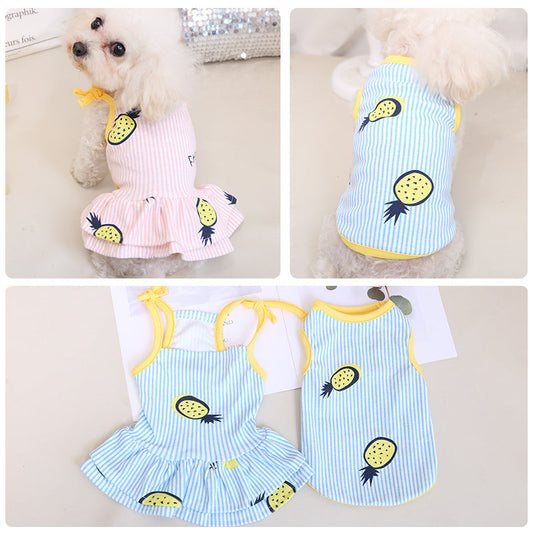 KFX-9467581 Lightweight Cotton Pet Dress and Vest Set in Multiple Colors and Sizes