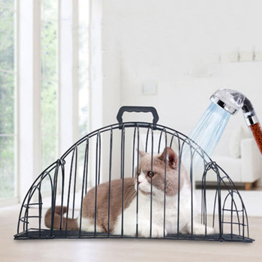 KFX-9472829 Stainless Steel Cat Bath and Transport Cage for Pets Under 3 kg - Compact Size 46.5*14*17.5cm