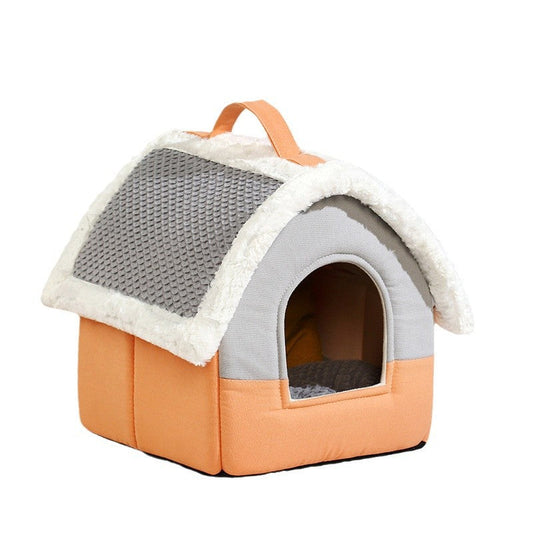 KFX-9475005 Foldable Dog House Kennel Bed Mat for Small and Medium Pets, Winter Warm Cat Nest, Puppy Cave Sofa