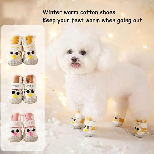 KFX-9477565 Warm Thick Cotton Dog Booties with Anti-Slip Sole for Winter Adventures