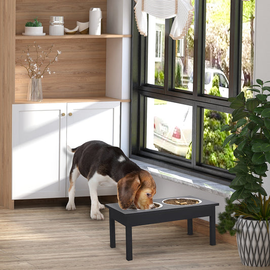 KFX-9482685 Elevated Dog Feeding Station with Stainless Steel Bowls and Non-Slip Base, 23-Inch Height