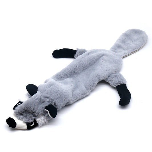 KFX-9487293 Pet Sounding Toy - Bite-resistant Plush Chomping Animal Styles in Gray Wolf, Rabbit, Raccoon, and Black Squirrel