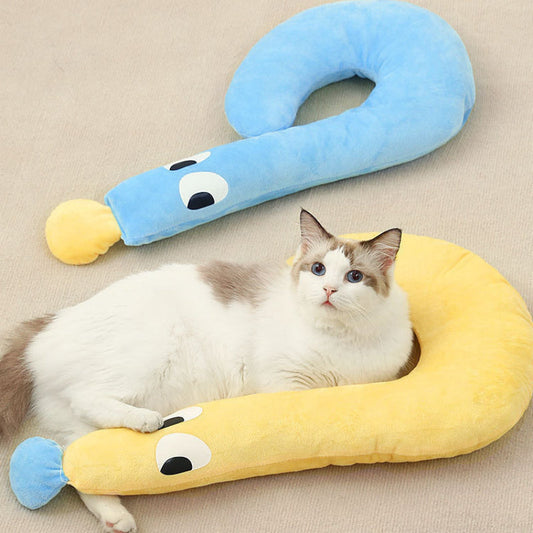 KFX-9494077 Moon Shaped Plush Sleeping Pillow for Pets - Soft and Cozy Dog and Cat Bed Pillow