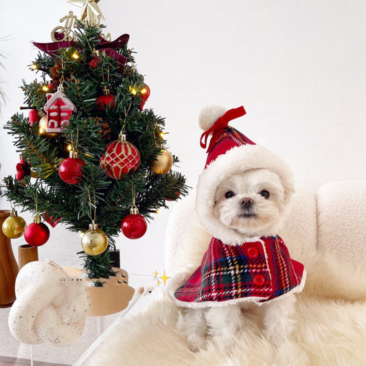 KFX-9507901 Cozy Red Christmas Cloak for Pets - Polyester Leisure Wear, Sizes S/M/L/XL