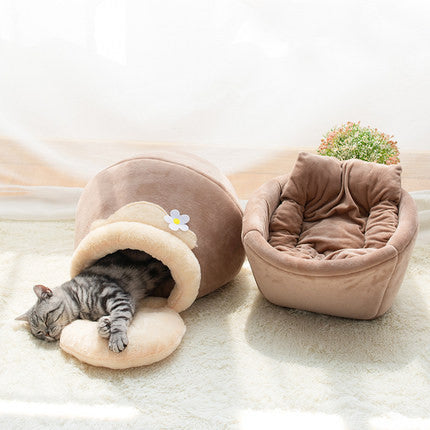 KFX-9513533 Warm and Cozy Multi-Purpose Cat Sleeping Bag in Corduroy and Flannel