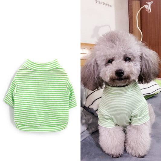 KFX-9519805 Casual Cotton Pet Clothing with White Stripes – Available in Multiple Colors and Sizes