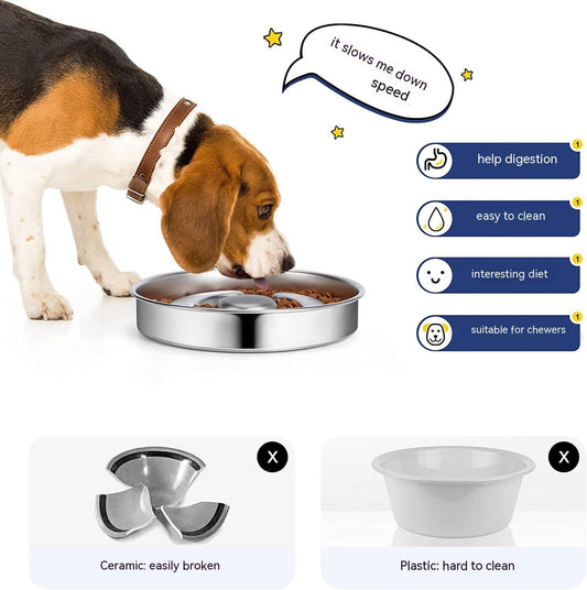 KFX-9525181 Stainless Steel Pet Slow Feeding Bowl with Neck Protector