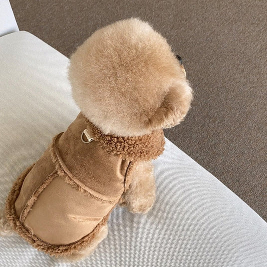KFX-9536317 Cozy Autumn Winter Traction Vest for Pets - Available in Brown, Pink, and White Sizes XS to XL