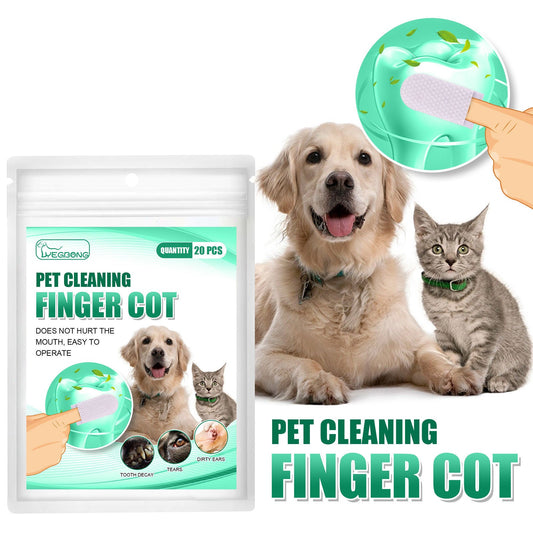 KFX-9544125 Pet Dental Cleaning Finger Stall - 20 Antibacterial Tooth Covers for Fresh Breath and Gum Care