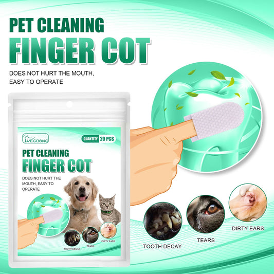 KFX-9544125 Pet Dental Cleaning Finger Stall - 20 Antibacterial Tooth Covers for Fresh Breath and Gum Care