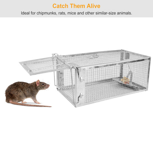KFX-9561405 Humane Galvanized Iron Mouse Trap for Effective Rodent Control - Easy Set One-Door Design