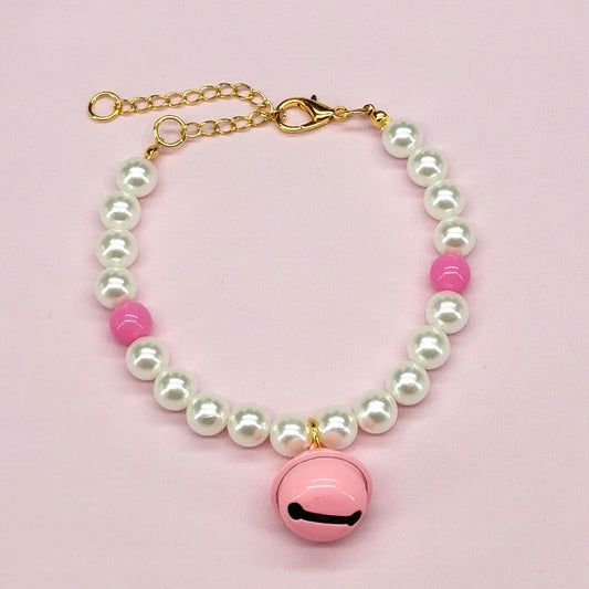 KFX-9566141 Charming Pet Necklace Collection with Bells and Pearl Accents for Cats - Multiple Colors and Designs Available