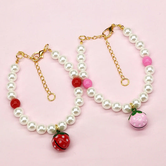 KFX-9566141 Charming Pet Necklace Collection with Bells and Pearl Accents for Cats - Multiple Colors and Designs Available