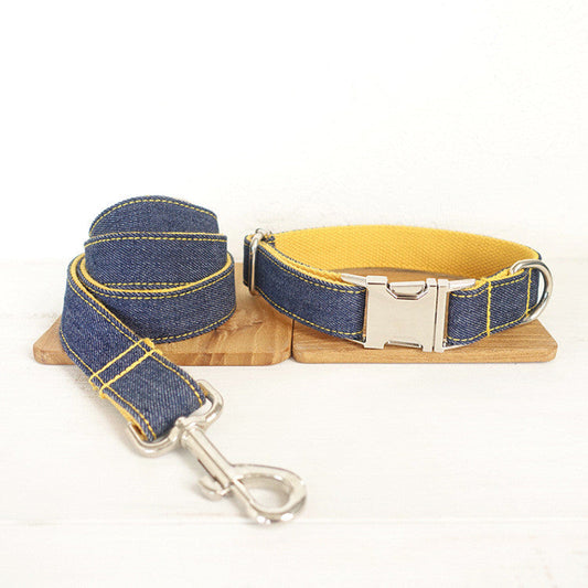 KFX-9571261 Pet Cowboy Collar in Blue and Yellow, Made of Durable Polyester - Available in XS, S, M, L, XL Sizes