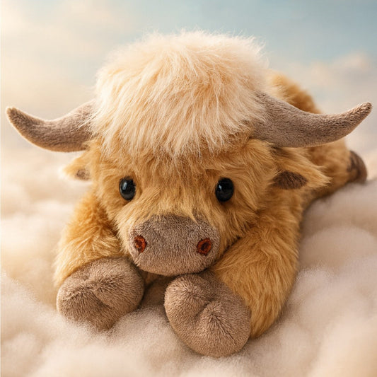 KFX-9584445 Highland Cow Plush Toy – 3D Printed Short Plush, 35cm Decoration