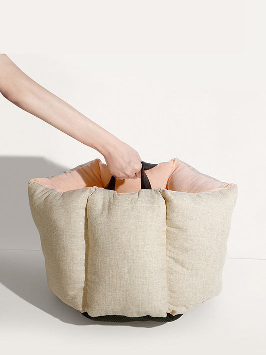 KFX-9586621 Portable Removable Barrel Cat Litter - Cotton and Linen, Medium Size, Washable Design