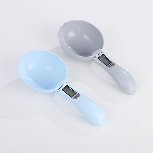 KFX-9600061 Multifunctional Pet Weighing Spoon for Dog and Cat Food, 0-300g Capacity, Blue/Gray, 10x23x50cm