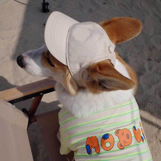 KFX-9601085 Adjustable Sun-Proof Pet Baseball Cap for Exposed Ears - Apricot, Blue, Milk Blue, Purple, Black