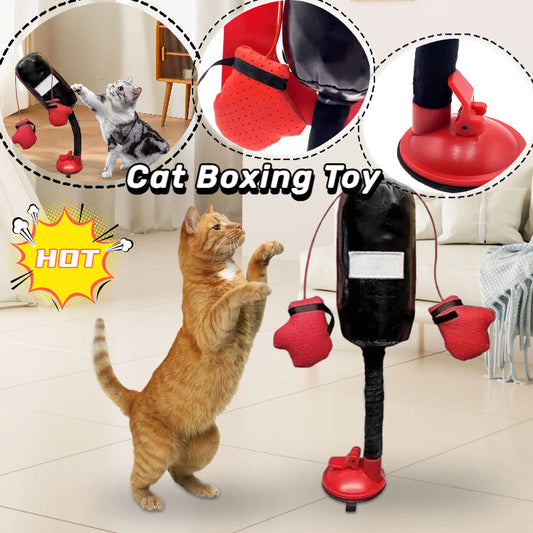 KFX-9609277 Interactive Cat Punching Bag Toy with Gloves for Active Indoor Play and Exercise