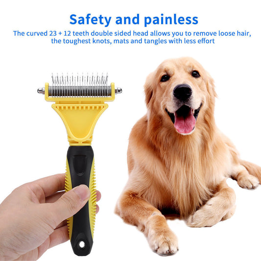 KFX-9619133 Stainless Steel Double-Sided Knot Comb with ABS and TPR Grip, 18.5x9x2.6 cm