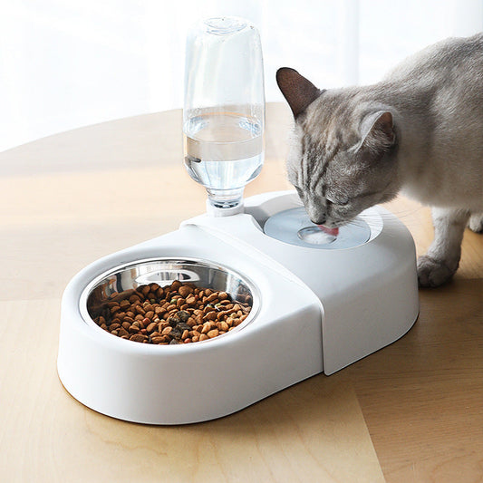 KFX-9623485 Anti-Overturning Pet Rice Bowl - Durable Plastic Cat Dish in White, Pink, and Blue