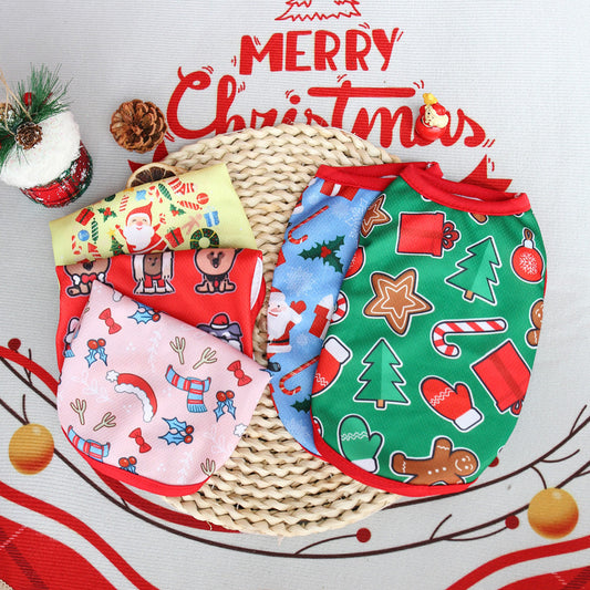 KFX-9627709 Festive Limited Edition Pet Vest - Short Style for Small Dogs and Cats, Unisex, Multiple Christmas Designs