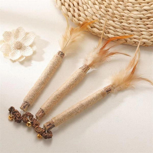 KFX-9629885 Durable Bamboo Cat Molar Stick for Oral Health, Tartar Removal, Large Pack Options Available