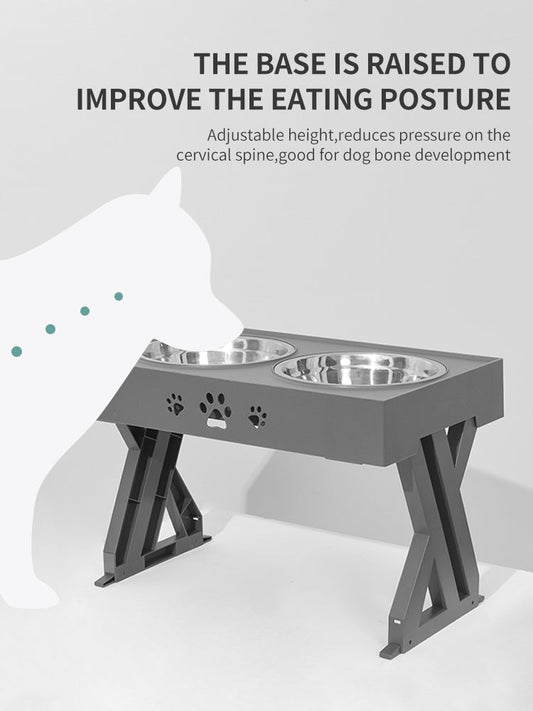 KFX-9640765 Folding Pet Feeder Dog Bowl - Lightweight Stainless Steel & Plastic Design
