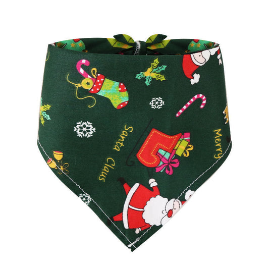 KFX-9642173 Christmas-Themed Cotton Triangle Scarf for Pets in Various Patterns and Sizes