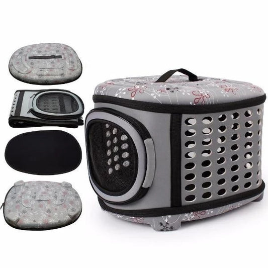 KFX-9646781 Foldable EVA Pet Carrier Bag for Cats - Portable Outdoor Travel Backpack, Available in Black, Pink, Champagne, and Grey