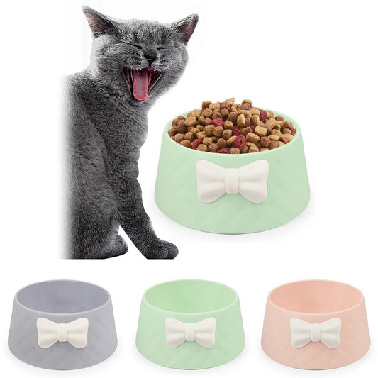KFX-9650493 Bow Rhombus Cat Bowl in Multiple Colors - Durable PP Material