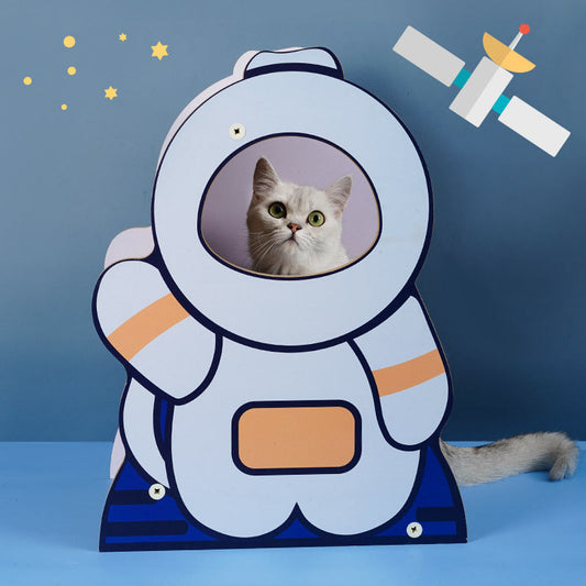KFX-9662013 Astronaut-Themed Corrugated Cat Nest and Scratching Board, Large Size
