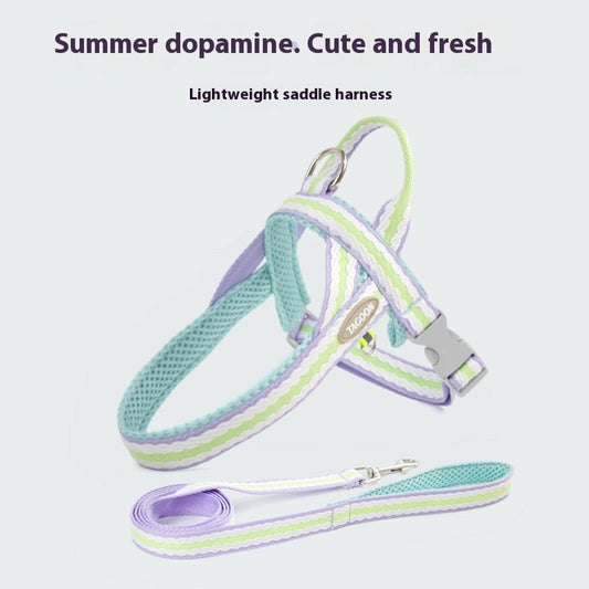 KFX-9676605 Portable Pet Harness with Hand Holding Rope - Available in Sea Salt Yellow, Fumigated Purple, Cream Powder, Coral Orange