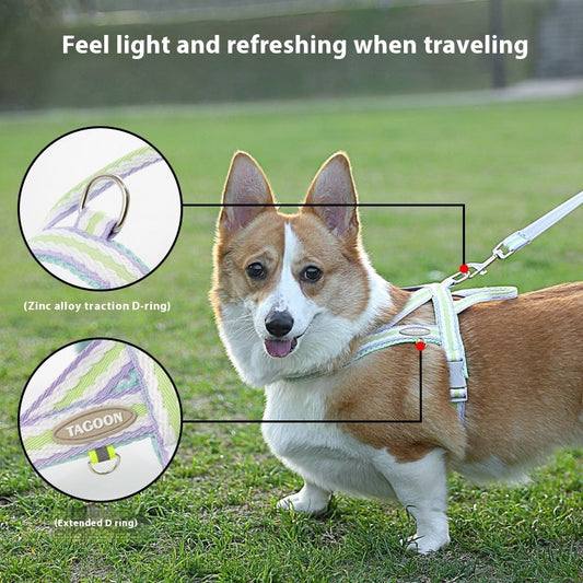 KFX-9676605 Portable Pet Harness with Hand Holding Rope - Available in Sea Salt Yellow, Fumigated Purple, Cream Powder, Coral Orange