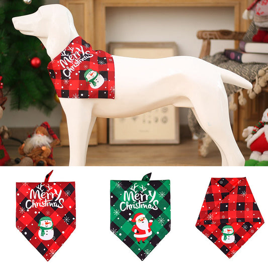 KFX-9680701 Christmas Dog Bandana Scarf - Cotton Pet Collar with Cute Holiday Designs