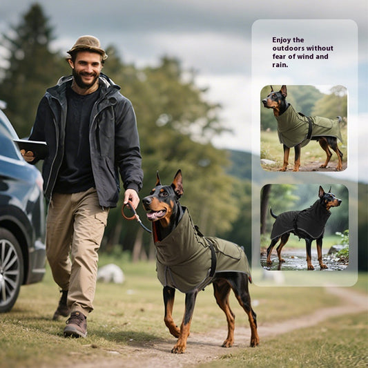 KFX-9688509 Waterproof Dog Shell Jacket - Dual-Use Trench Coat for Large Pets - Fleece-Lined Options Available