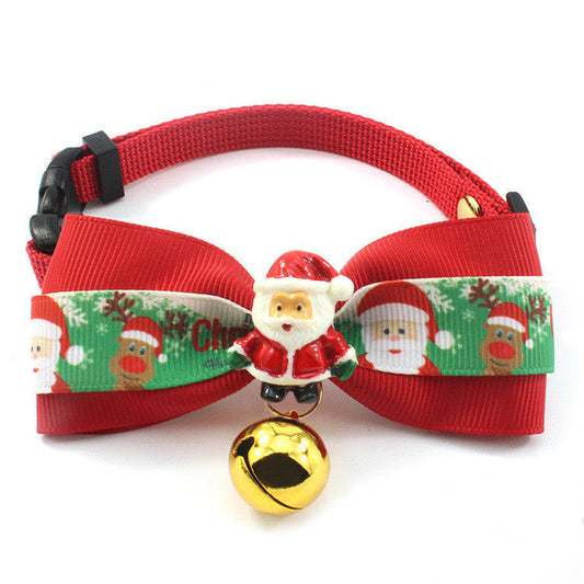 KFX-9690813 Halloween and Christmas Cat Neck Strap with Colorful Bowknot Decor